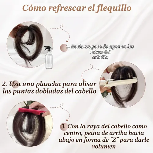 Vista 6 de Molefi Flequillo con clip, 100 % cabello humano real, para mujer, cobertura 360, con flequillo, para uso diario.