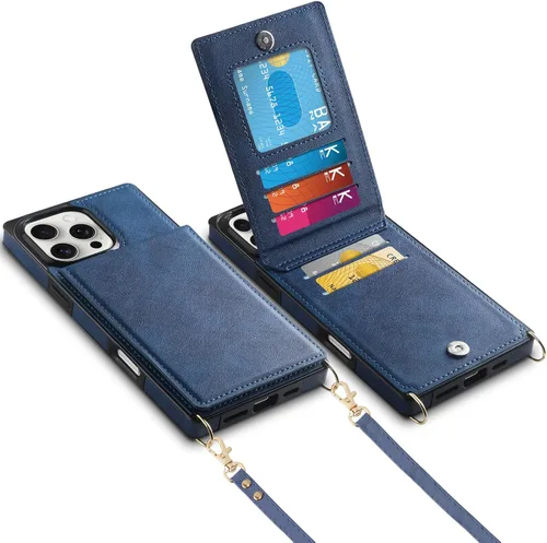 Vista 16 de Vofolen - Funda tipo cartera para iPhone 11 con tarjetero y bloqueo RFID, color negro Crossbody Adjustable Strap Purse Magnetic Clasp Heavy Duty