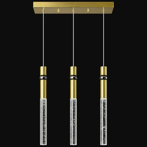 Vista 7 de Iluminación colgante de 3 luces para comedor, lámpara LED regulable moderna de oro con luces colgantes de cristal de burbujas, isla de cocina
