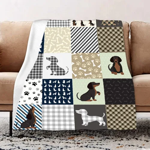 Vista 11 de Manta de perro salchicha – Lindo regalo de perro Wiener para mujer, manta ligera y acogedora de franela de forro polar, 50 x 40 pulgadas