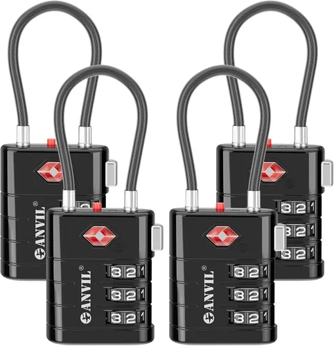 Vista 23 de ANVIL Candados para Equipaje Aprobados por TSA – Candados de Viaje de Combinación TSA008 de Alta Seguridad con Indicador de Inspección para Maletas