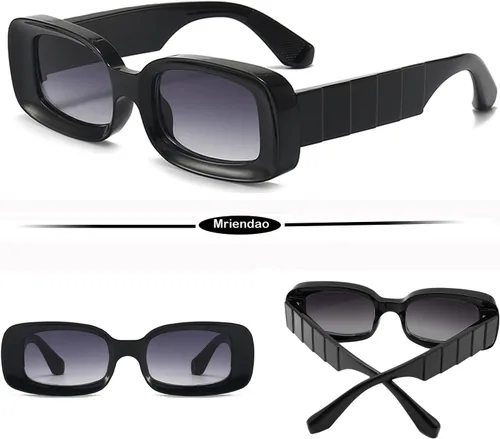 Vista 2 de Y2K - Lentes de sol rectangulares de moda para mujeres y hombres, estilo retro de los años 90, color rojo, rosa, verde, montura cuadrada gruesa