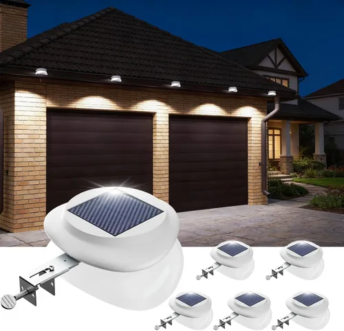Vista 10 de JSOT - Luces solares para exteriores para canalones de techo, luz solar, impermeable, LED, luces de pared, para aleros de techo, barandilla