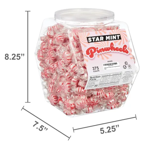 Vista 4 de Starlight Caramelo de menta dura – 375 mentas envueltas individualmente en una tina de plástico reutilizable – Paquete a granel de caramelos de menta