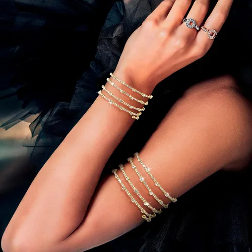 Vista 2 de Gold Bracelets for Women, Dainty Bracelets for Women Trendy, 14K Real Gold Bracelets Stack With Heart, Beaded, Cuban, Paperclip, Snake, Rope, Pearl