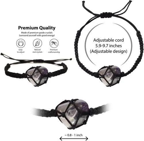 Vista 3 de BOHO GARDEN Pulseras de cristal curativo cuentas con piedra preciosa real, cuerda ajustable