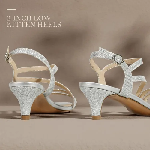 Vista 6 de IDIFU Sandalias elegantes con tirantes delgados de 2 pulgadas para mujer, tacón bajo de gatito, puntera abierta, zapatos de vestir para mujer y dama