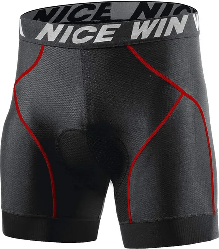 Vista 2 de NICEWIN Pantalones cortos de bicicleta acolchados 4D para hombre ropa interior de ciclismo antideslizante con cintura ancha para ciclismo bicicleta
