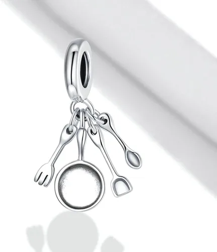 Vista 4 de Abalorio de plata de ley 925 con diseño de tijeras para abalorios de pandora