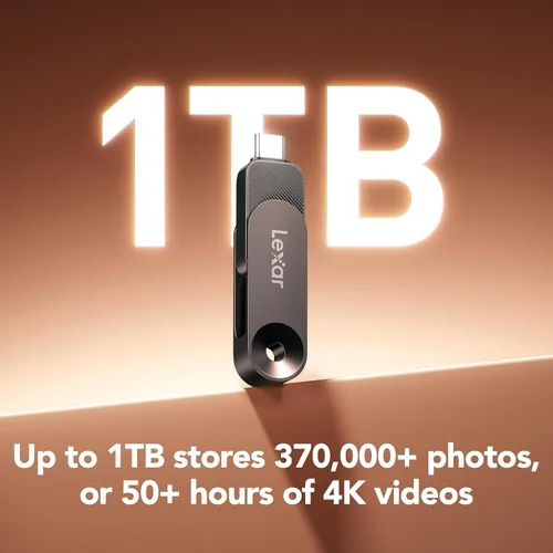 Vista 6 de Lexar Unidad dual de estado sólido de 128 GB D500 USB 3.2 Gen 1, para dispositivos USB tipo C/USB tipo A, lectura de hasta 400 MB/s, compatible