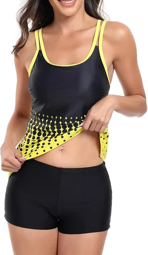 Vista 6 de Huilaibazo Modest Tankini Swimsuit Women Two Piece Bathing Suit 3D Print Tank Top with Shorts Swimwear Modest Loose Swimsuits