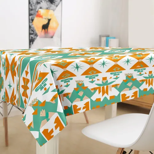 Vista 3 de Mantel redondo de 55 pulgadas, diseño étnico tribal con flechas aztecas, regalos para mujeres y hombres, ropa de mesa geométrica de tribu india