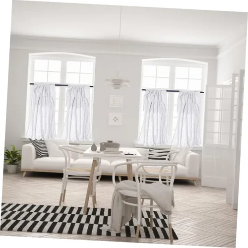 Vista 4 de LIFKOME Cortina corta de encaje para patio, cortinas de ventana de puerta, cortinas de puerta delantera, decoración de globos, panel de puerta