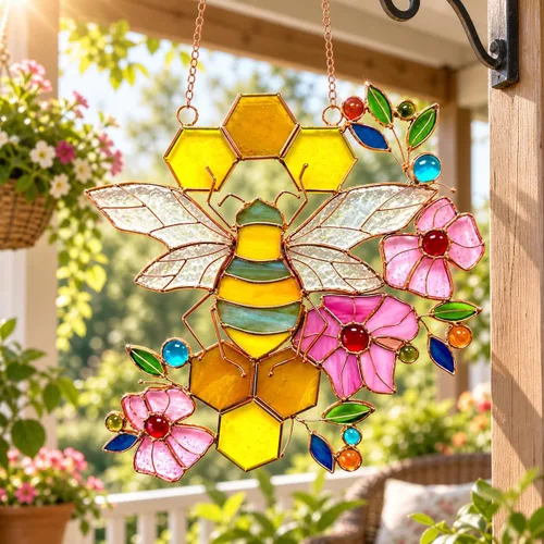 Vista 6 de Adorno de abeja, atrapasoles de vidrieras para ventanas, regalos para madres de Beelovers