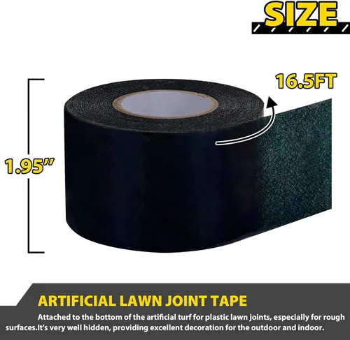 Vista 2 de Cinta de césped artificial autoadhesiva de doble cara, 2 pulgadas de ancho x 196 pulgadas de largo, cinta de costura de césped sintético para unión