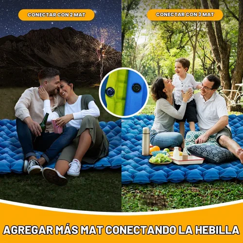 Vista 8 de Colchoneta para dormir, almohadilla de dormir compacta para acampar con almohada bomba de pie integrada, colchoneta inflable para viajes
