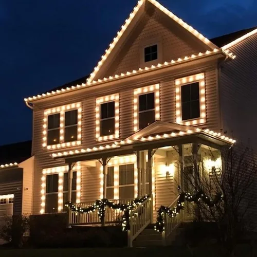 Vista 7 de TW SHINE Luces de Navidad C9, 100 luces LED de 66 pies para exteriores, con 8 modos de temporizador, impermeables, conectables para interiores