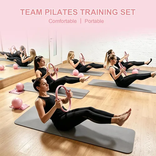 Vista 3 de 45 PCS Bulk Pilates Kit with Ring Ball Bands for Members Students Gift 45 PCS Pink
