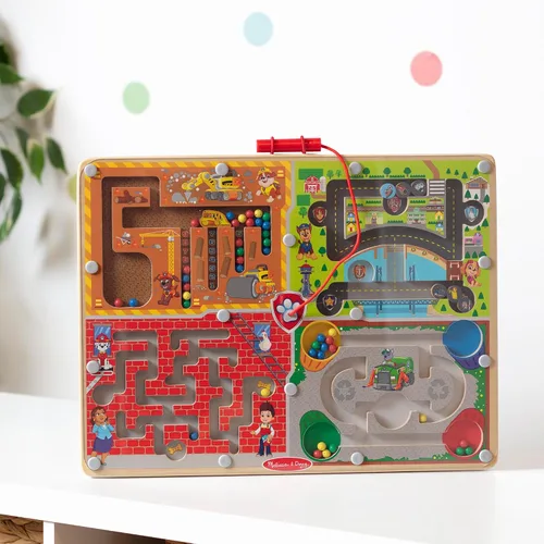 Vista 10 de Melissa & Doug PAW Patrol - Tablero de laberinto magnético de madera 4 en 1 con varita, certificado FSC