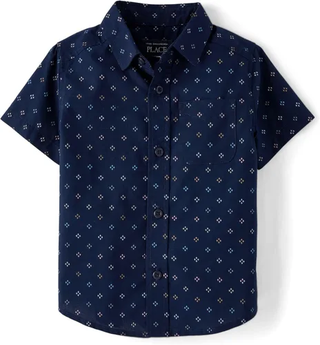 Vista 6 de The Children's Place Baby Boys' and Toddler Poplin Short Sleeve Button Down Shirt (Applemint)