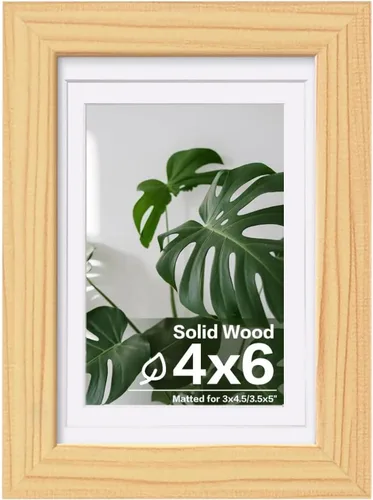Vista 163 de Egofine - Portarretratos de 4 x 6 pulgadas, de madera maciza con plexiglás, para fotos de 3.5 x 5 con paspartú o de 4 x 6 sin paspartú, para colocar
