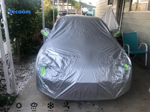 Vista 8 de Tecoom Carcasa ligera, impermeable, a prueba de rayos UV, resistente al viento, con cierre de cremallera y almacenamiento para todo tipo de clima