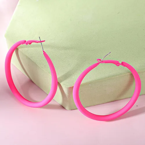 Vista 7 de Neon Hoop Earrings for Women Big Hoops Retro 80s 90s earrings for women for Halloween Glow Party Outfits Y2k Jewelry Accessories