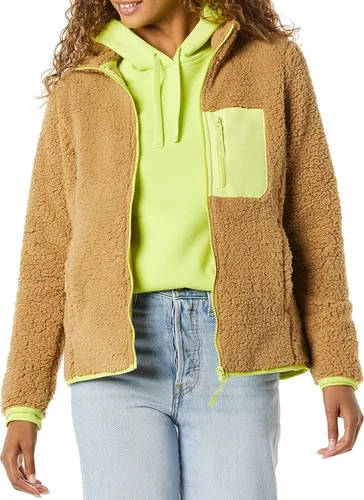 Vista 9 de Amazon Essentials - Chaqueta de forro polar sherpa, de manga larga con cremallera completa, para mujer Bloque de color beige