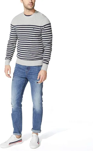 Vista 2 de Nautica Suéter de cuello redondo de punto a rayas para, Azul Gris Caliente