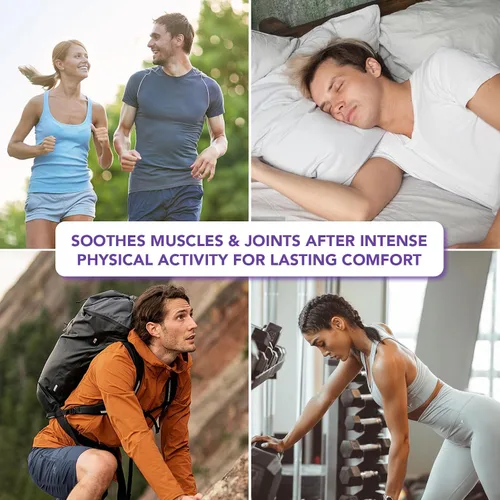 Vista 5 de Paquete de 2 masajes de gel morado para articulaciones, crema de masaje calmante para actividades articulares, músculos, rodillas, lumbar, cuello