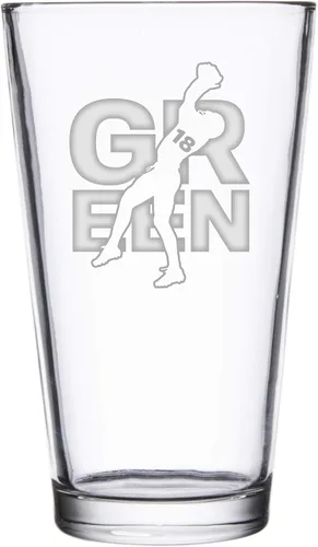 Vista 27 de Hat Shark Jugador atlético deportivo de fútbol – Vasos de pinta grabados con láser para cerveza, jarra de 16 onzas (Allen #17)