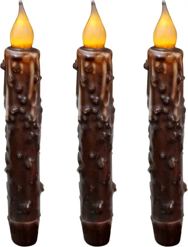Vista 20 de CVHOMEDECO. Velas de cera real sumergidas a mano, funciona con pilas, temporizador, velas cónicas sin llama primitivas del país, 6-3/4 pulgadas