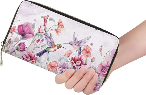 Vista 2 de Showudesigns Cartera de viaje fina de piel sintética para mujeres y niñas, lindo animal con múltiples tarjetas, bolso de embrague, Un diseño