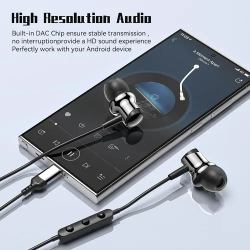 Vista 9 de Auriculares USB C para Samsung S25 S24 S23 Ultra FE S22 A55 A54 Auriculares con Cable Magnéticos Intrauditivos Tipo C con Micrófono Control