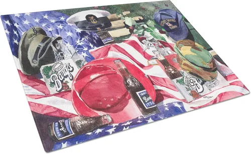 Vista 19 de Caroline's Treasures 1002LCB Barq's, Crabs and Spices Tabla de cortar de vidrio grande decorativa de vidrio templado Tabla de cortar y servir