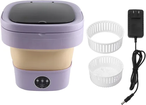 Vista 9 de Septpenta Lavadora portátil, mini lavadora, gran capacidad de 6 litros, plegable, limpieza profunda de ropa interior, ropa de bebé y otras prendas