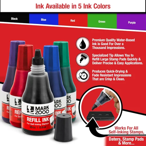 Vista 2 de Mark 2000 Tinta de recarga autoentintada - Negra - 25cc (0.9oz)