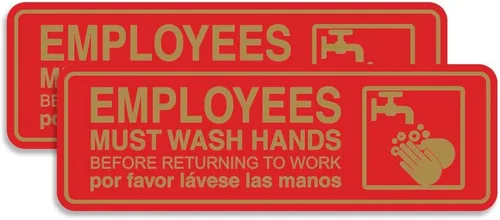 Vista 62 de Standard Employees Must Wash Hands - Letrero para puerta/pared, color negro, pequeño