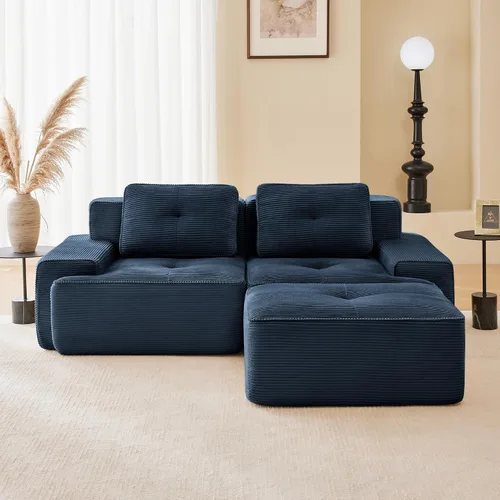 Vista 82 de Sofás modulares sin hueso de 152.8 pulgadas para sala de estar, sofá modular con diván en forma de L, cómodo asiento profundo tapizado de tela