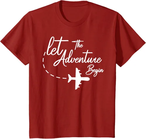 Vista 48 de Let The Adventure Begin - Camiseta inspiradora en modo de viaje en avión, Negro, S