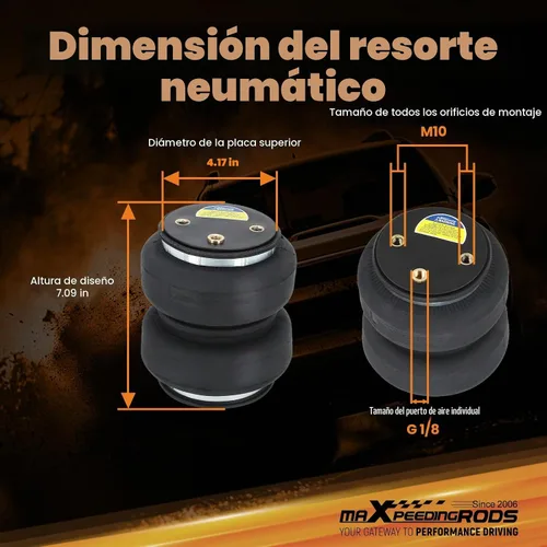 Vista 4 de maXpeedingrods Bolsa de suspensión de aire de repuesto 2500lb con amortiguador interno para GMC Silverado Sierra 1500 para Ford