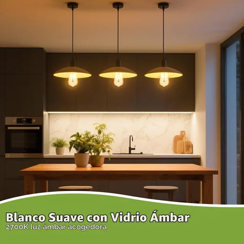 Vista 3 de Bombillas LED Edison de Sigalux, equivalentes a 40 vatios, casquillo E26, luz regulable, blanca suave 2700K, vidrio ámbar ST58, bombillas LED