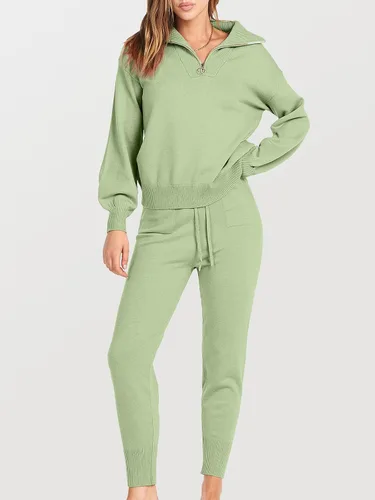 Vista 2 de ANRABESS Conjunto de dos piezas para mujer, suéter de manga larga y pantalones con cordón