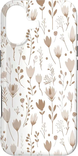 Vista 32 de Floral Flowers Wildflowers Garden Botanical Love Beige White Case for iPhone 16