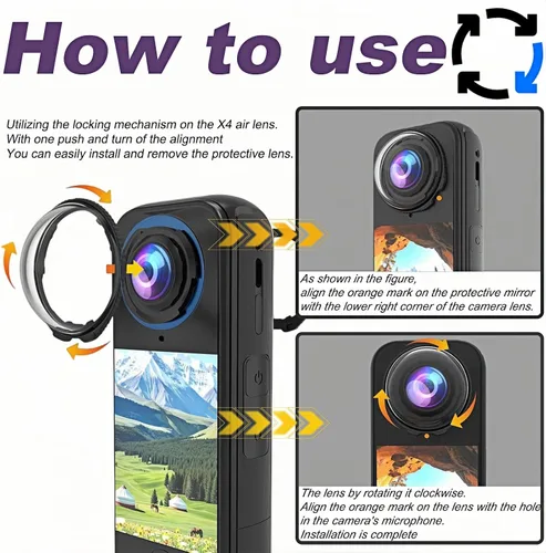 Vista 3 de Insta 360 X4 Air Premium - Protectores de lente de vidrio templado para accesorios de aire Insta360 X4 (vidrio óptico)