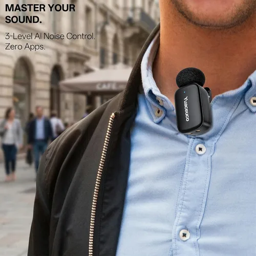 Vista 3 de Mini micrófono Lavalier inalámbrico para tabletas iPhone Android, micrófono de solapa con reducción de ruido, funda de carga de 30 horas, cambiador