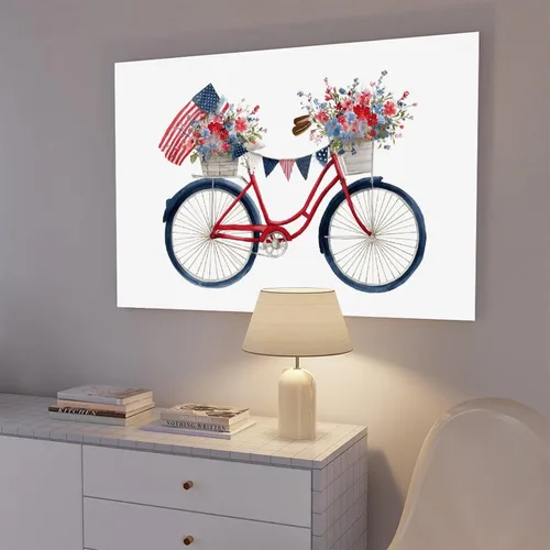 Vista 7 de JDBeehpy 1pcs Frame Flower Bicycle Oil Painting Creative Wall Art American Creative Modern Poster Bathroom Gallery Apartment Home Decoration