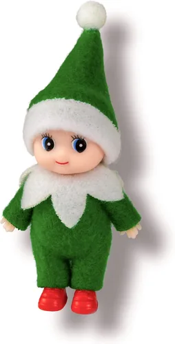 Vista 12 de Muñeca de elfo bebé de Navidad en mono azul