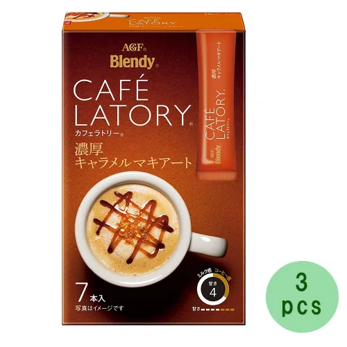 Vista 3 de Cafe Latory Rich Caramel Macchiato 7Sticks (2.7oz) × 3 piezas de café instantáneo japonés AGF Ninjapo™