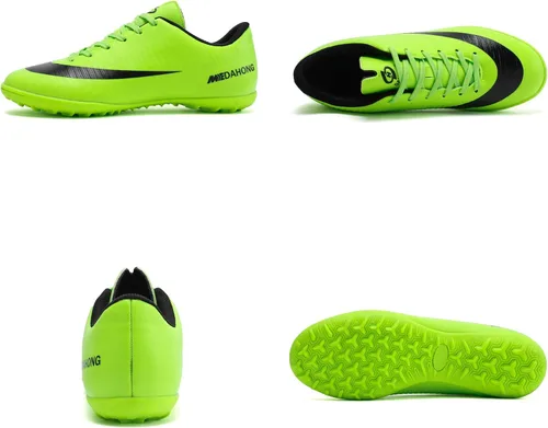 Vista 2 de luluboy Zapatos deportivos de fútbol para hombre, antideslizantes, con cordones, para interiores, para césped y futsala, para correr, deportes